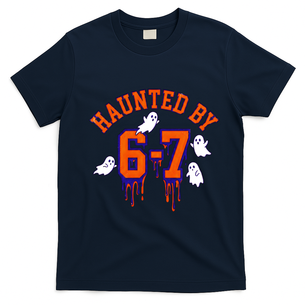 HAUNTED By 6-7 Spooky Halloween 67 Meme T-Shirt - Navy Blue