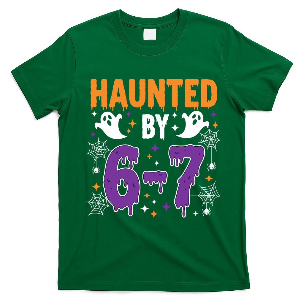 Haunted By 67 Halloween Gift Meme T-Shirt - Irish Green