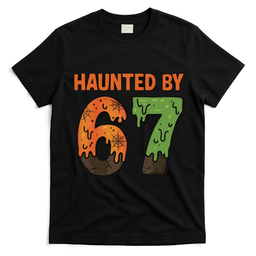 Haunted By 67 Halloween Meme T-Shirt - Black