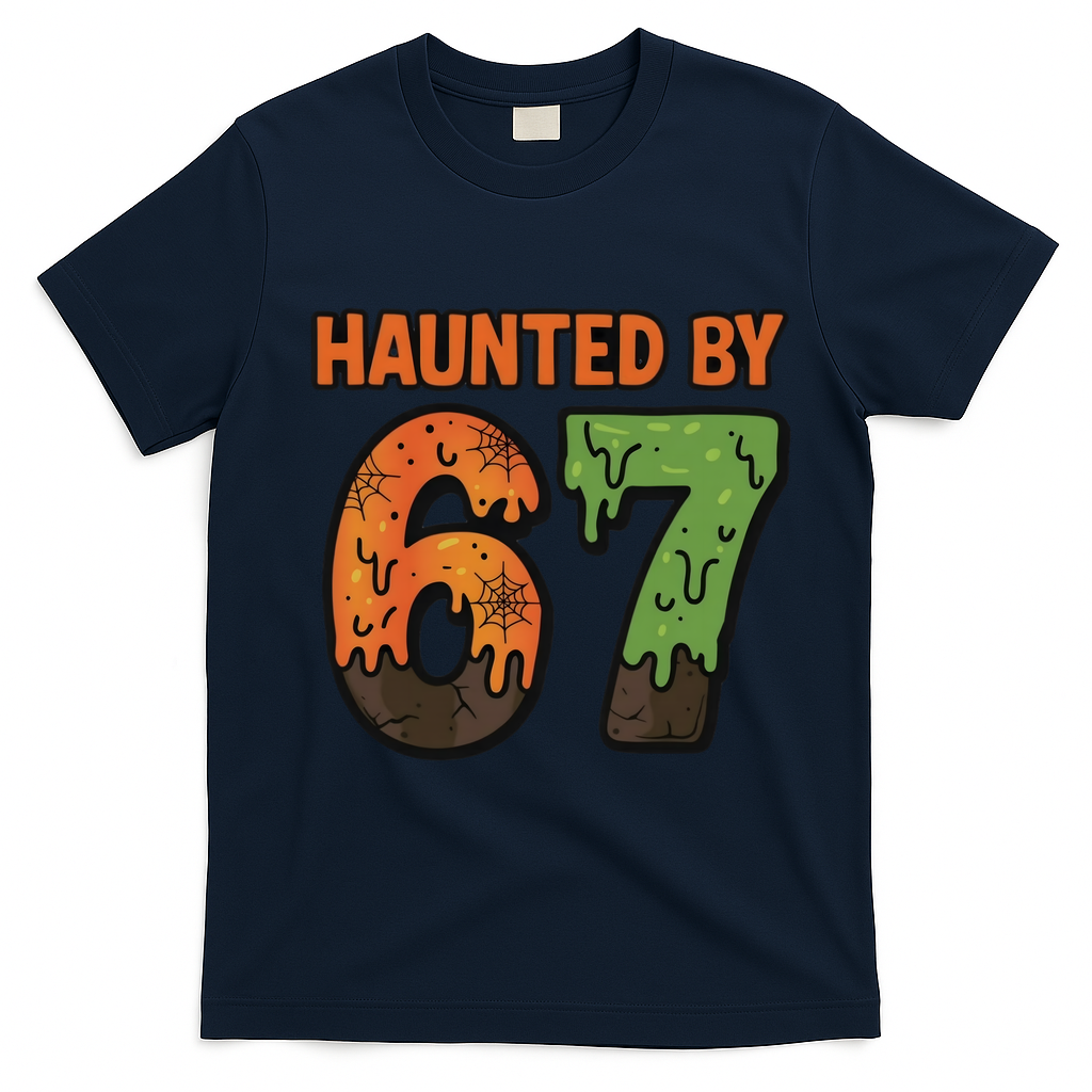 Haunted By 67 Halloween Meme T-Shirt - Navy Blue