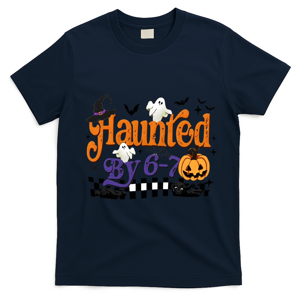 Haunted By 67 Halloween Funny Meme Joke T-Shirt - Navy Blue