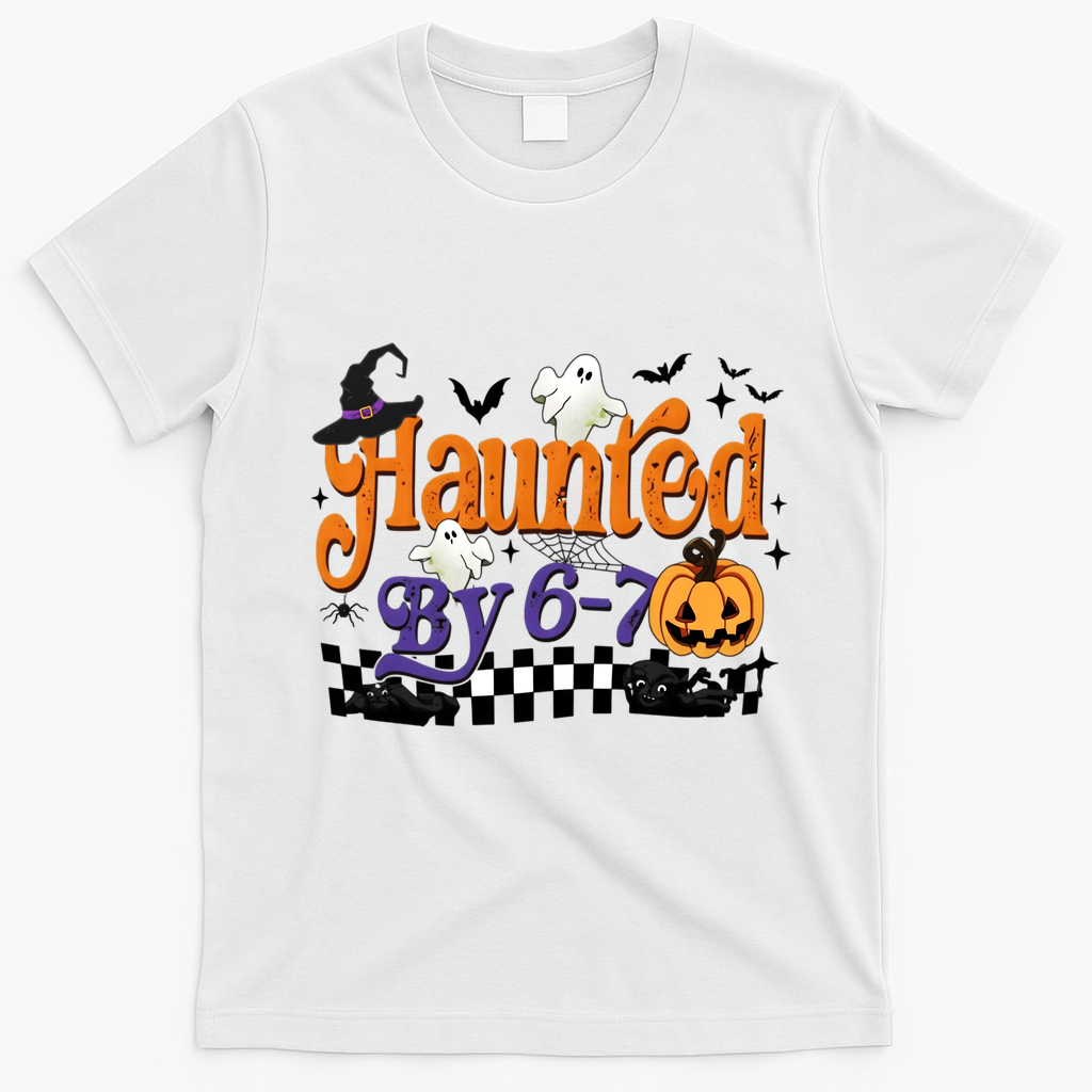 Haunted By 67 Halloween Funny Meme Joke T-Shirt - White