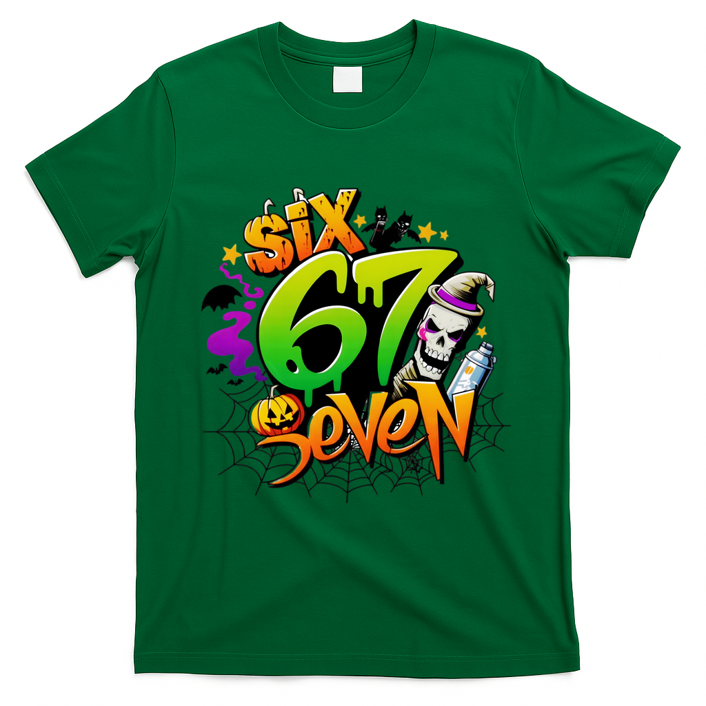 Haunted By 67 Halloween Meme Graffiti 6-7 T-Shirt - Irish Green