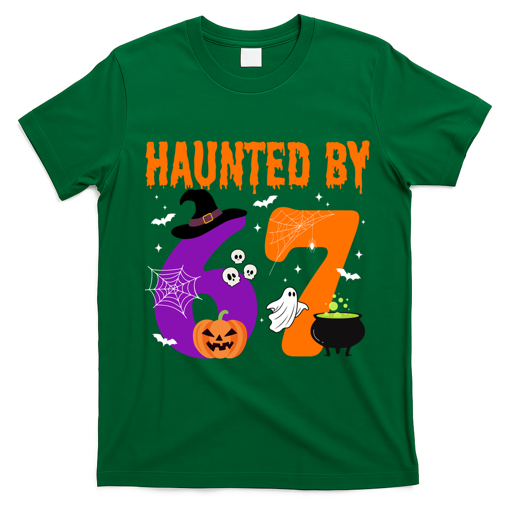 Haunted By 67 Six Seven Halloween 6-7 T-Shirt - Irish Green