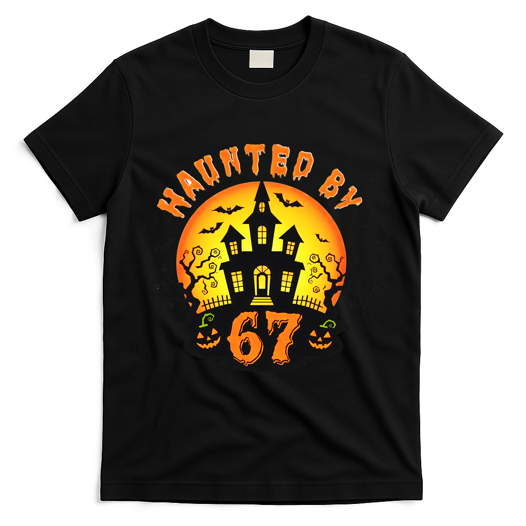 Haunted By 67 Funny Six Seven Gen Alpha Z Halloween T-Shirt - Black