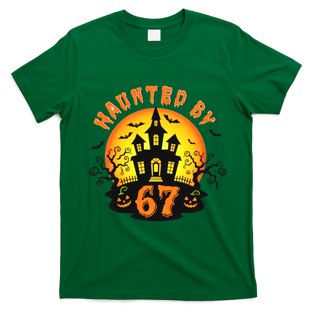 Haunted By 67 Funny Six Seven Gen Alpha Z Halloween T-Shirt - Irish Green