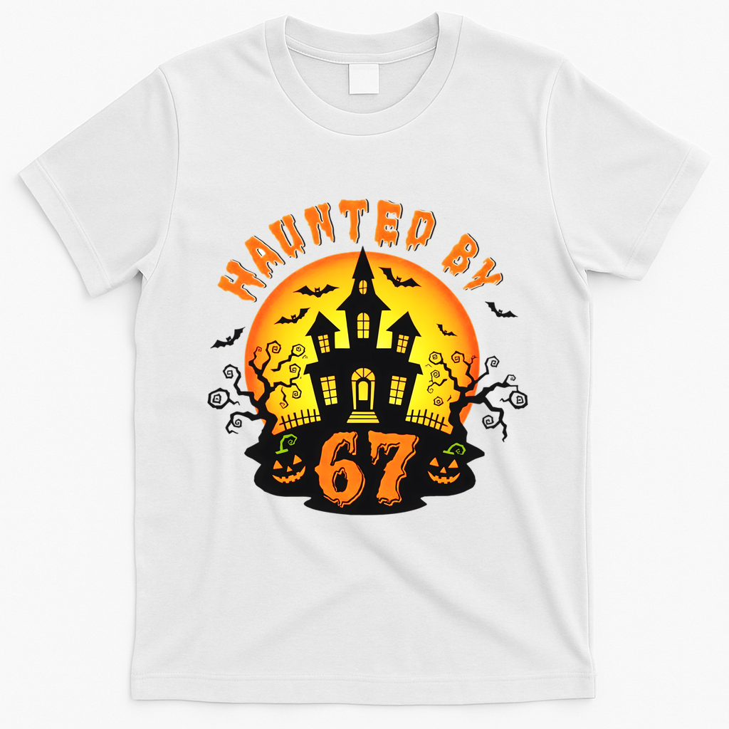Haunted By 67 Funny Six Seven Gen Alpha Z Halloween T-Shirt - White