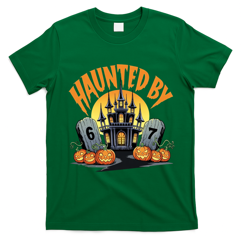 Haunted By 67 Funny Haunted By 6-7 Halloween T-Shirt - Irish Green