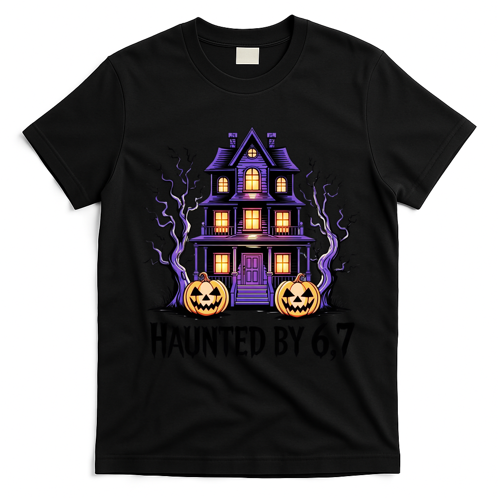 Haunted By 67 Halloween 6-7 Meme Spooky Costume T-Shirt - Black