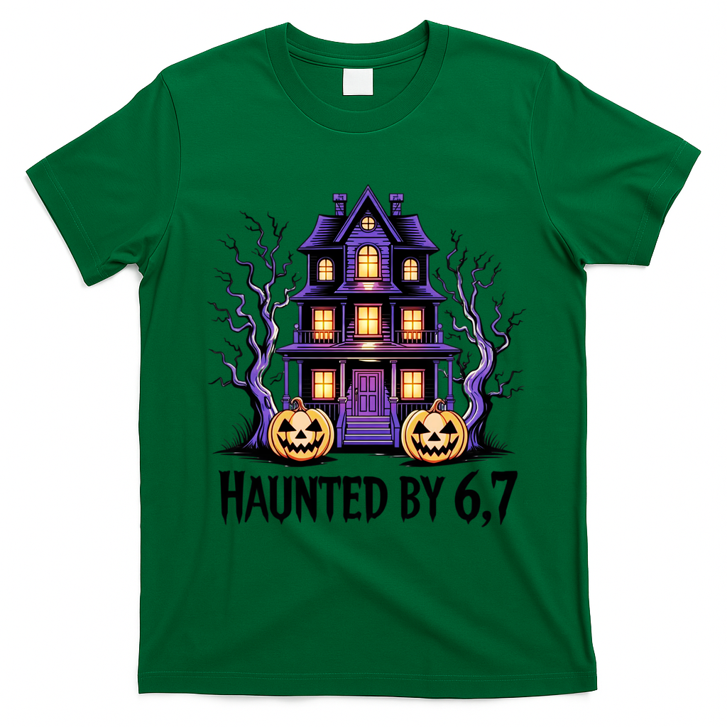 Haunted By 67 Halloween 6-7 Meme Spooky Costume T-Shirt - Irish Green