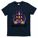 Haunted By 67 Halloween 6-7 Meme Spooky Costume T-Shirt - Navy Blue