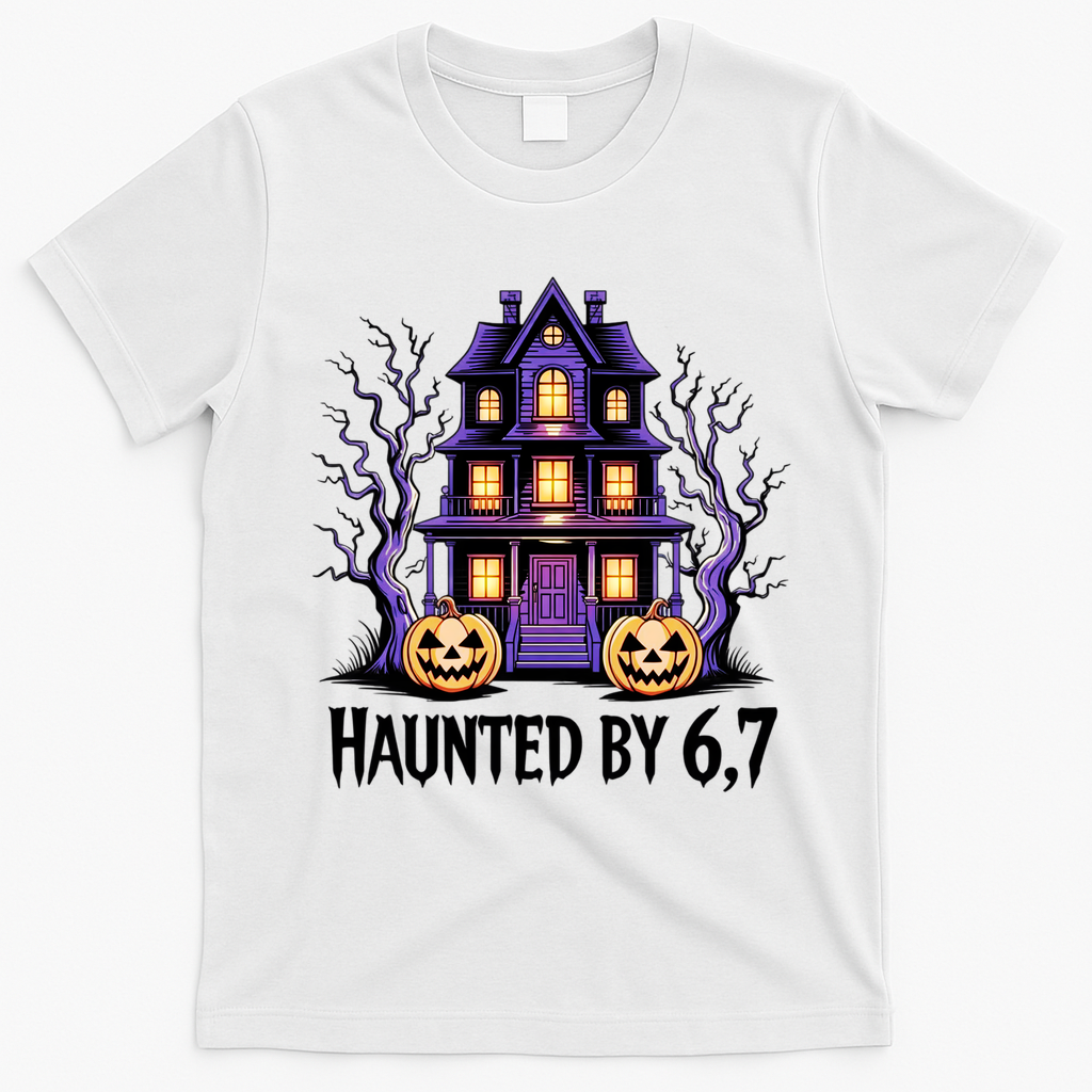 Haunted By 67 Halloween 6-7 Meme Spooky Costume T-Shirt - White