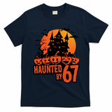 Haunted By 67 Halloween 6-7 Spooky Meme Funny T-Shirt - Navy Blue