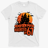 Haunted By 67 Halloween 6-7 Spooky Meme Funny T-Shirt - White
