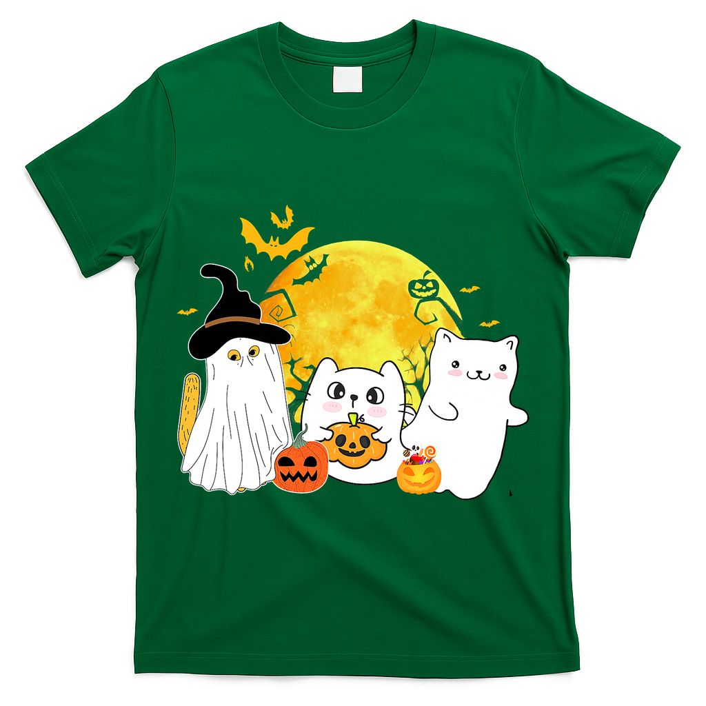 Halloween Black Cats In Ghost Costume Cute T-Shirt
