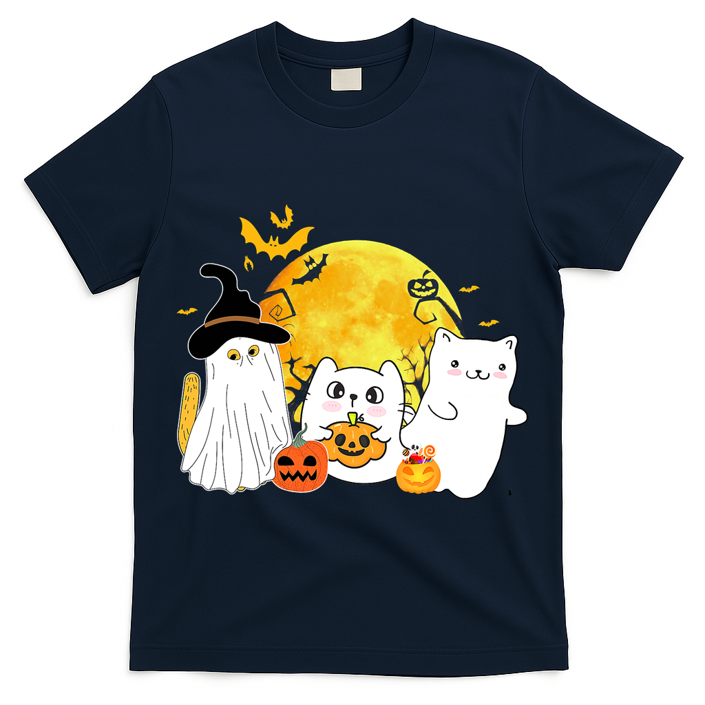 Halloween Black Cats In Ghost Costume Cute T-Shirt