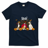 Halloween Boxer Dog Boo With Pumpkin Funny Gifts T-Shirt - Navy Blue