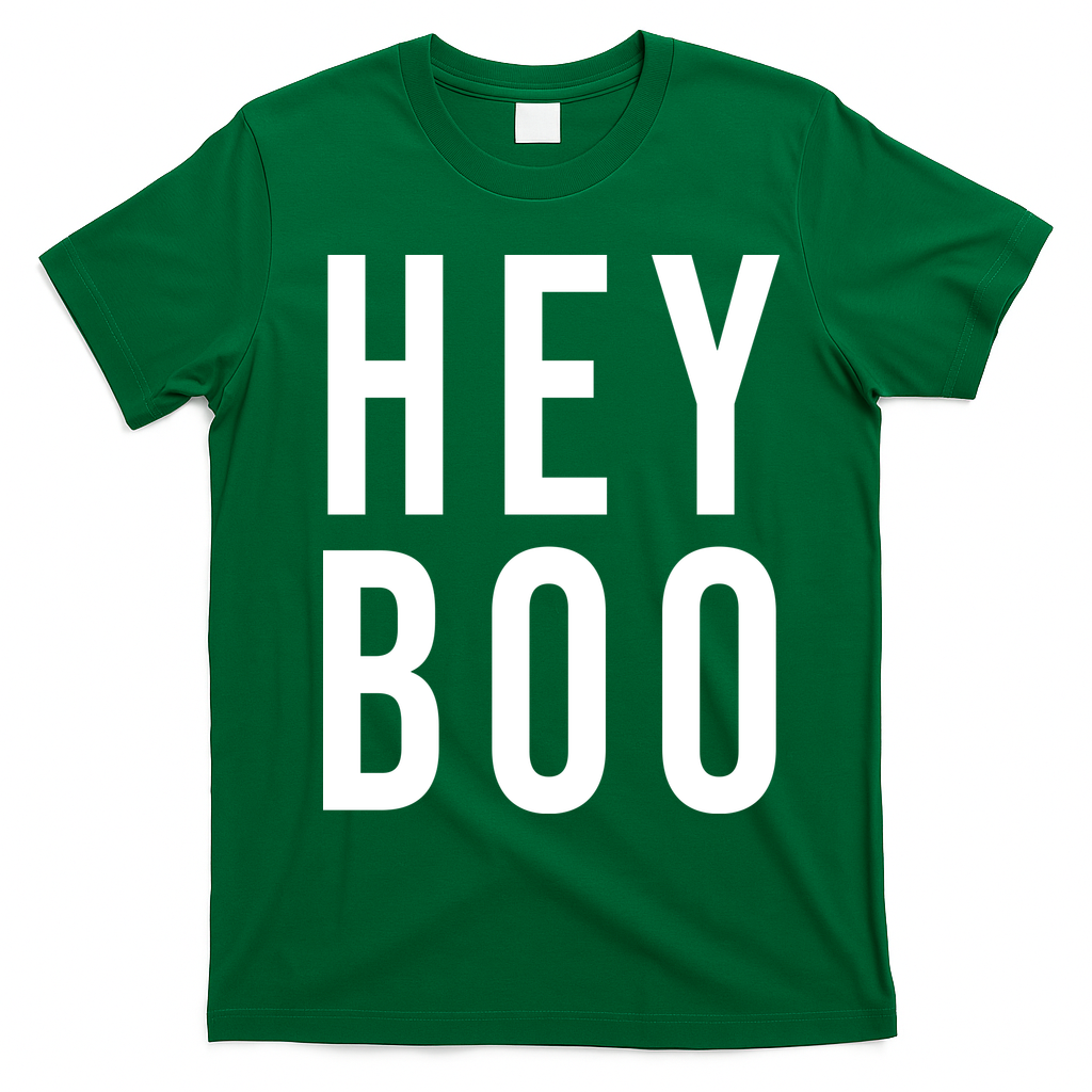Hey Boo Funny Halloween Festive T-Shirt - Irish Green
