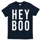 Hey Boo Funny Halloween Festive T-Shirt - Navy Blue