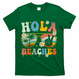 Hola Beaches Groovy Retro Funny Beach Vacation Summer T-Shirt - Green