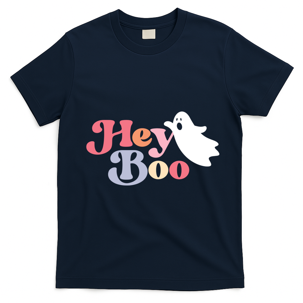Hey Boo Halloween Great Gift Funny Ghost Boo Halloween Costume Gift T-Shirt - Navy Blue