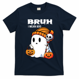 Halloween Bruh I Mean Boo Ghost Funny T-Shirt - Navy Blue