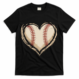Heart Baseball Love T-Shirt - Black