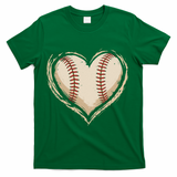 Heart Baseball Love T-Shirt - Green