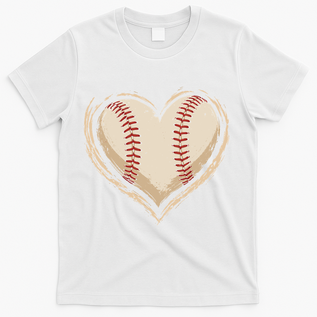 Heart Baseball Love T-Shirt - White