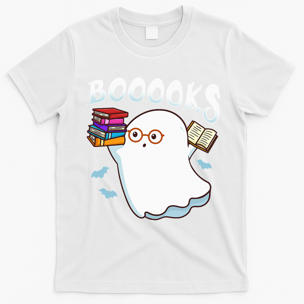 Halloween Books Librarian English Teacher Reader Reading T-Shirt - White