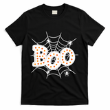 Halloween Boo Spider Web Spooky Season T-Shirt - Black