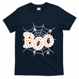 Halloween Boo Spider Web Spooky Season T-Shirt - Navy