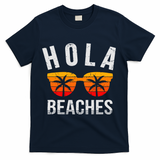 Hola Beaches Tank Top Funny Beach Vacation Shirt Summer T-Shirt - Navy