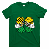 Halloween Boob Upside Down Pineapple Swinger Skeleton Hand T-Shirt - Irish Green