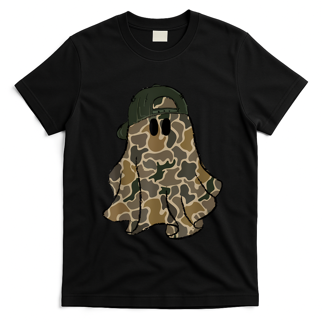Halloween Camouflage Camo Ghost Hello Hunting Season T-Shirt - Black