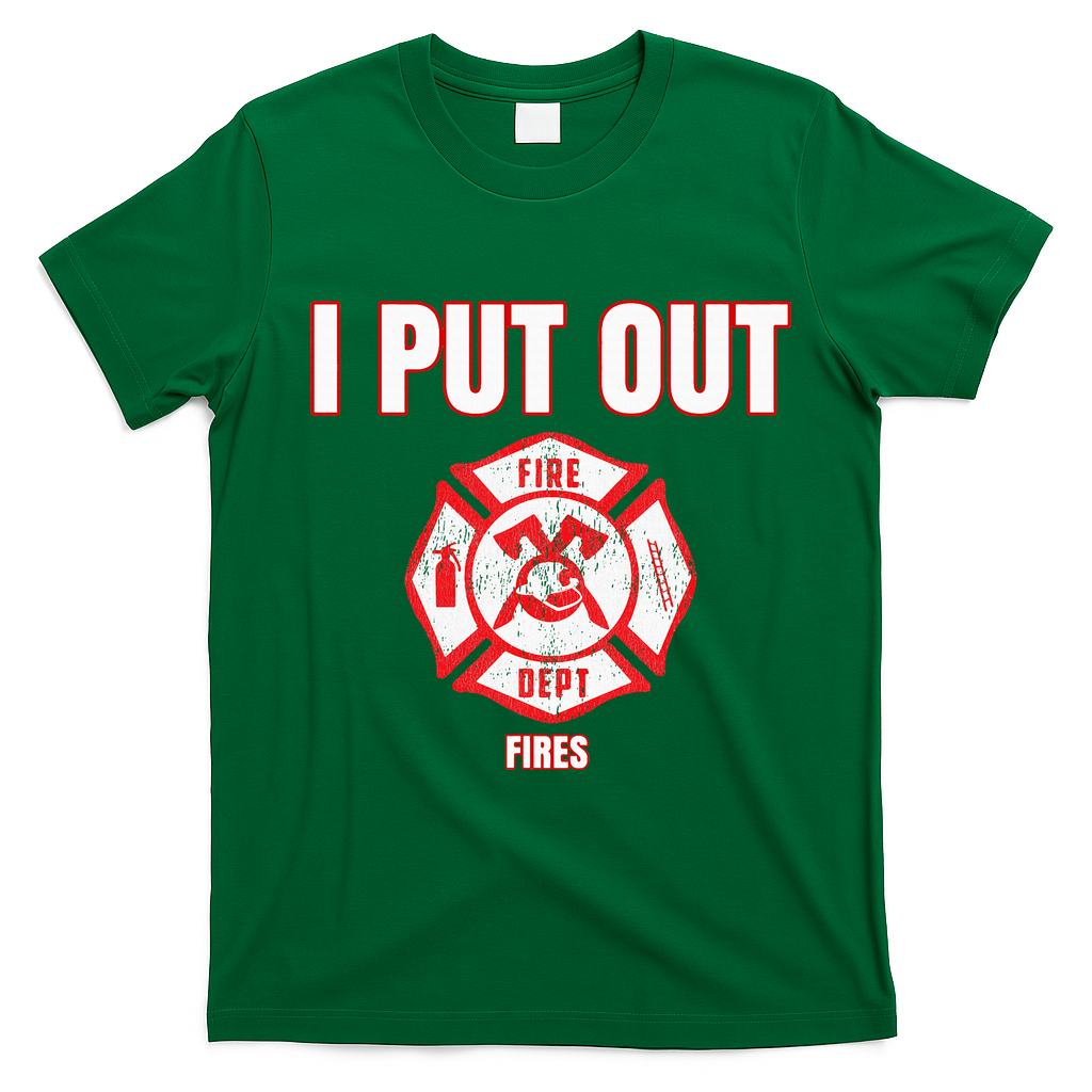 Halloween Costume Funny Firefighter I Put Out Fires Firemen T-Shirt - Irish Green
