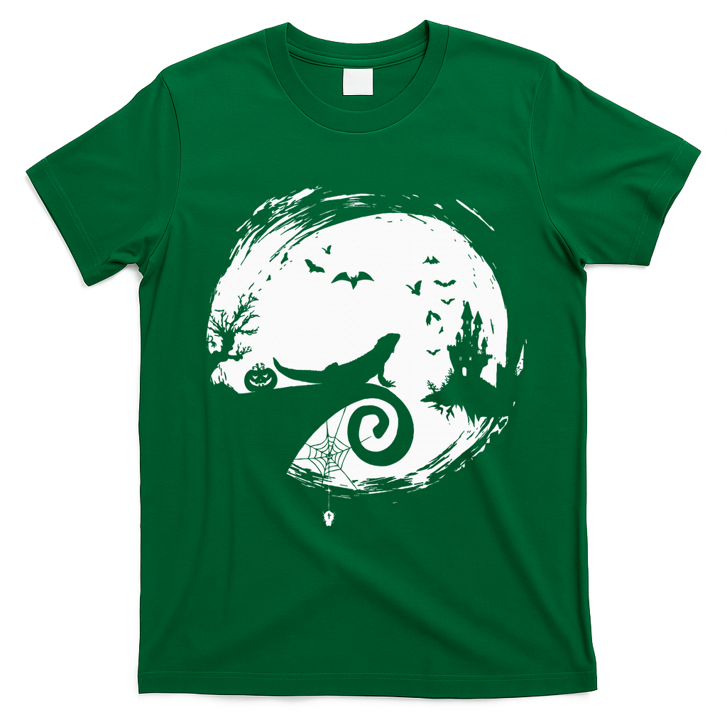 Halloween Costume for Bearded Dragon Spooky Moon Silhouette T-Shirt - Irish Green