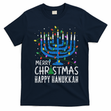 Happy Christmas Hanukkah Chanukah Jewish T-Shirt - Navy Blue