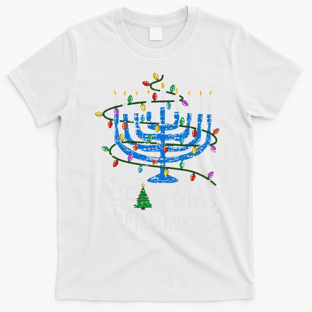 Happy Christmas Hanukkah Chanukah Jewish T-Shirt - White