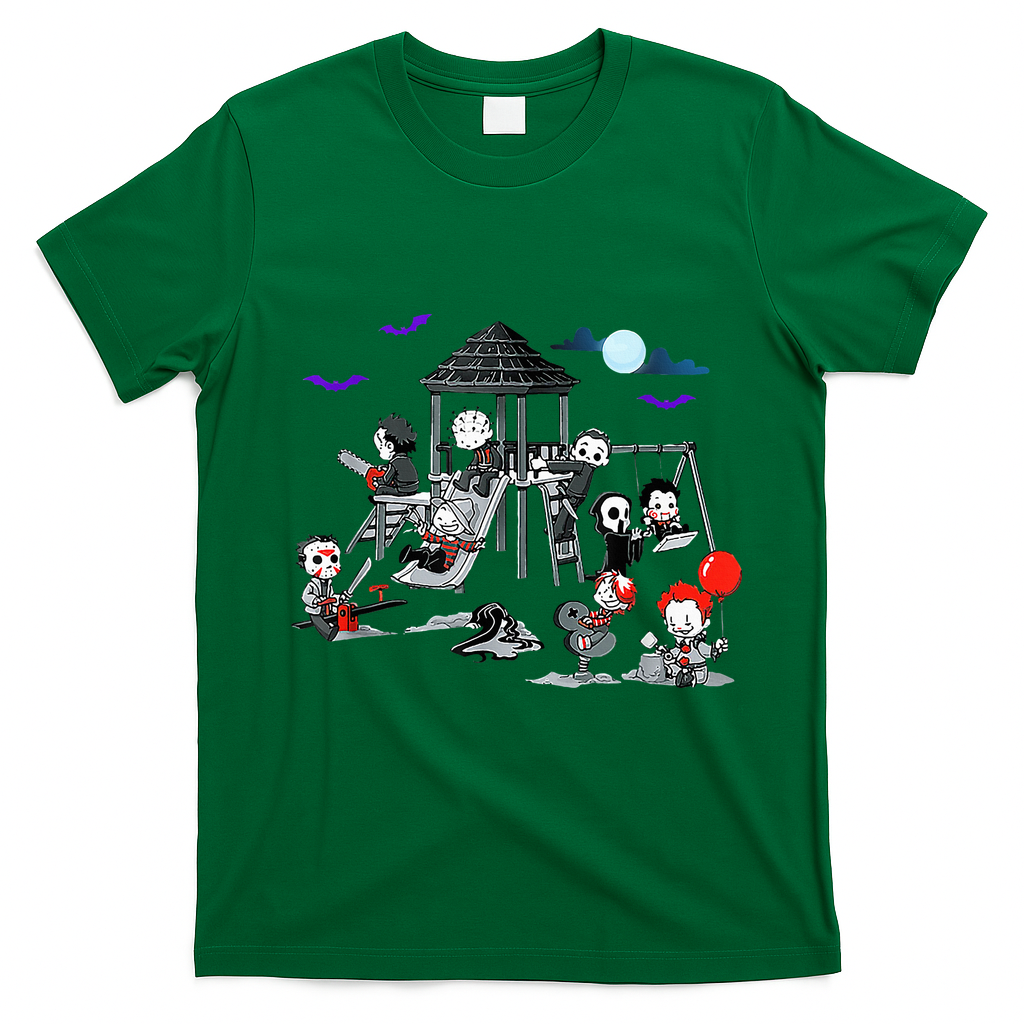 Horror Clubhouse In Park Halloween T-Shirt - Irish Green