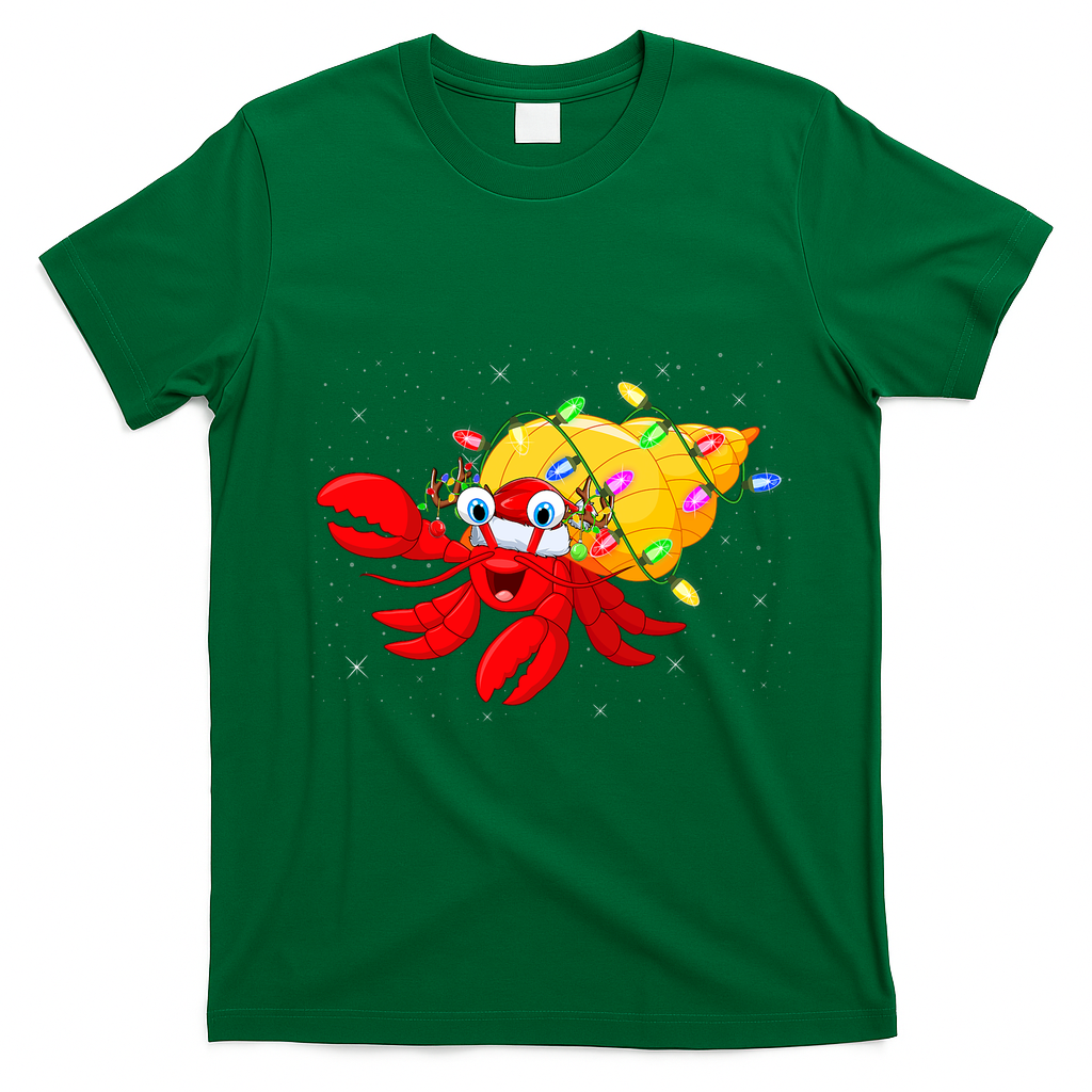 Hermit Crab Lover Xmas Lighting Santa Hermit Crab Christmas T-Shirt - Irish Green