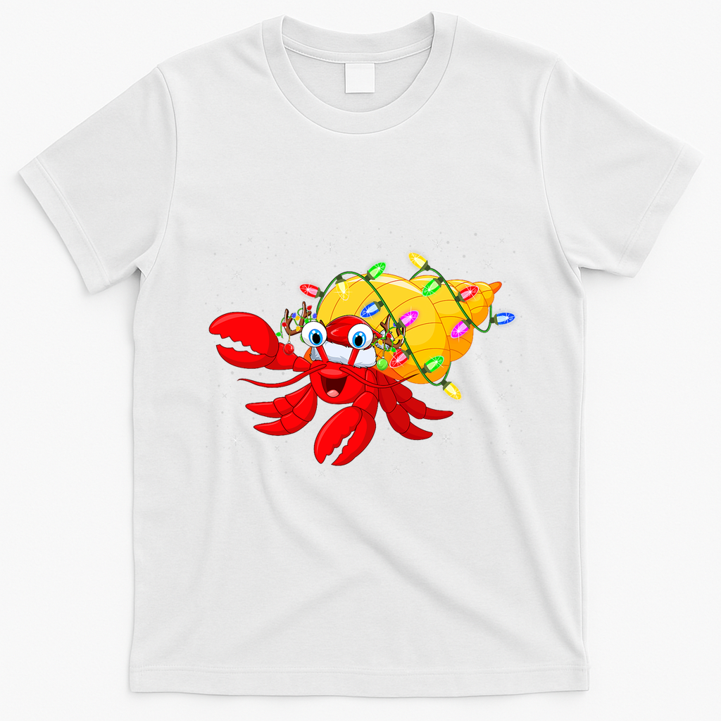 Hermit Crab Lover Xmas Lighting Santa Hermit Crab Christmas T-Shirt - White