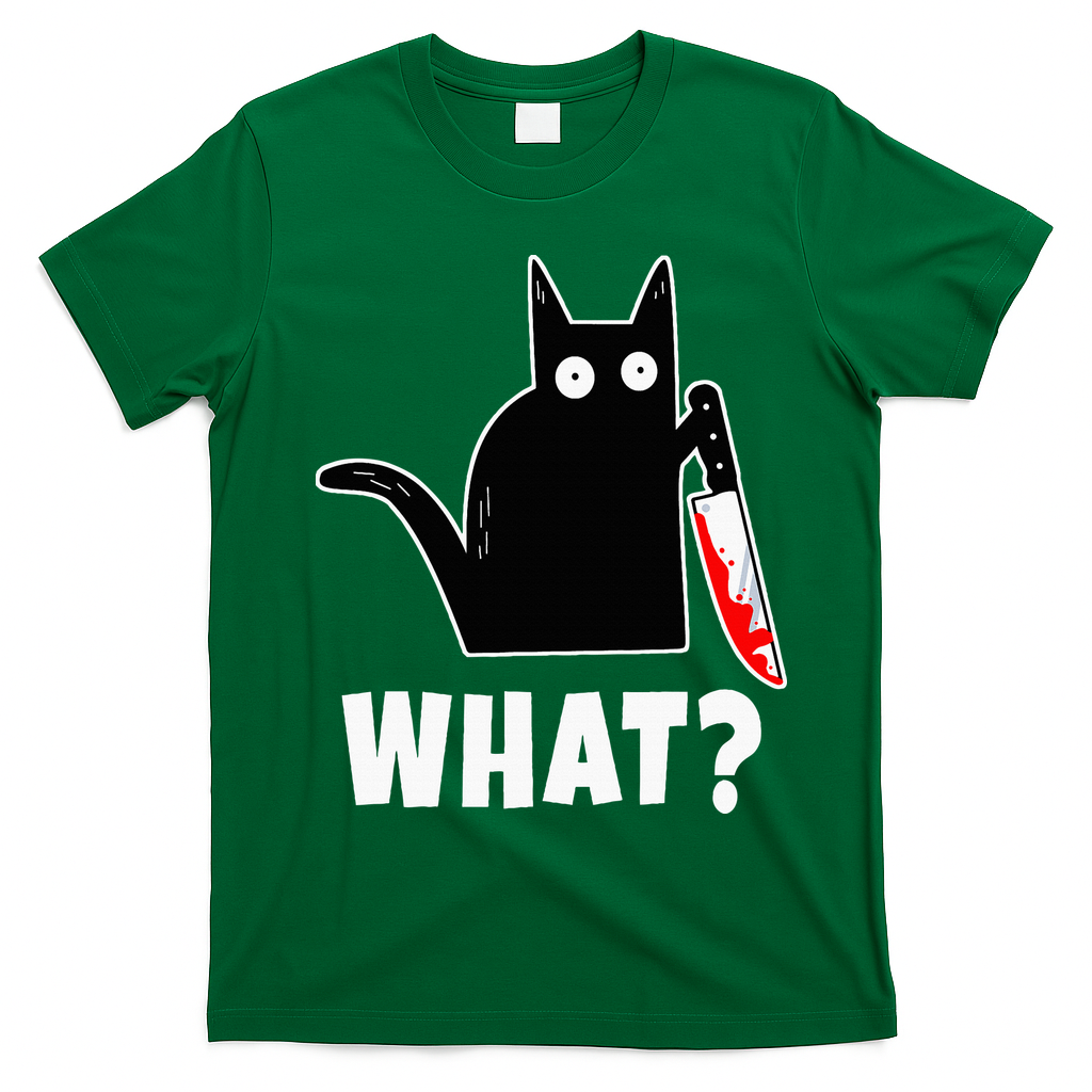 Halloween Costume Murderous Cat Bloody Knife T-Shirt - Irish Green