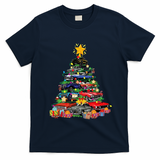 Hotrods Classic Muscle Car Christmas Tree T-Shirt - Navy Blue