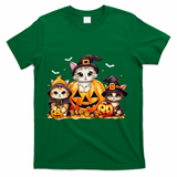 Halloween Cat Pumpkin Spooky Season Gift T-Shirt - Green