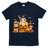 Halloween Cat Pumpkin Spooky Season Gift T-Shirt - Navy