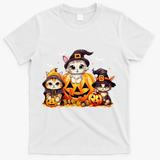 Halloween Cat Pumpkin Spooky Season Gift T-Shirt - White
