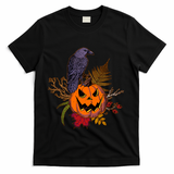 Halloween Crow Raven Pumpkin Fall Autumn Lover T-Shirt - Black