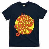 Here Comes The Sun Summer Beach Retro T-Shirt - Navy