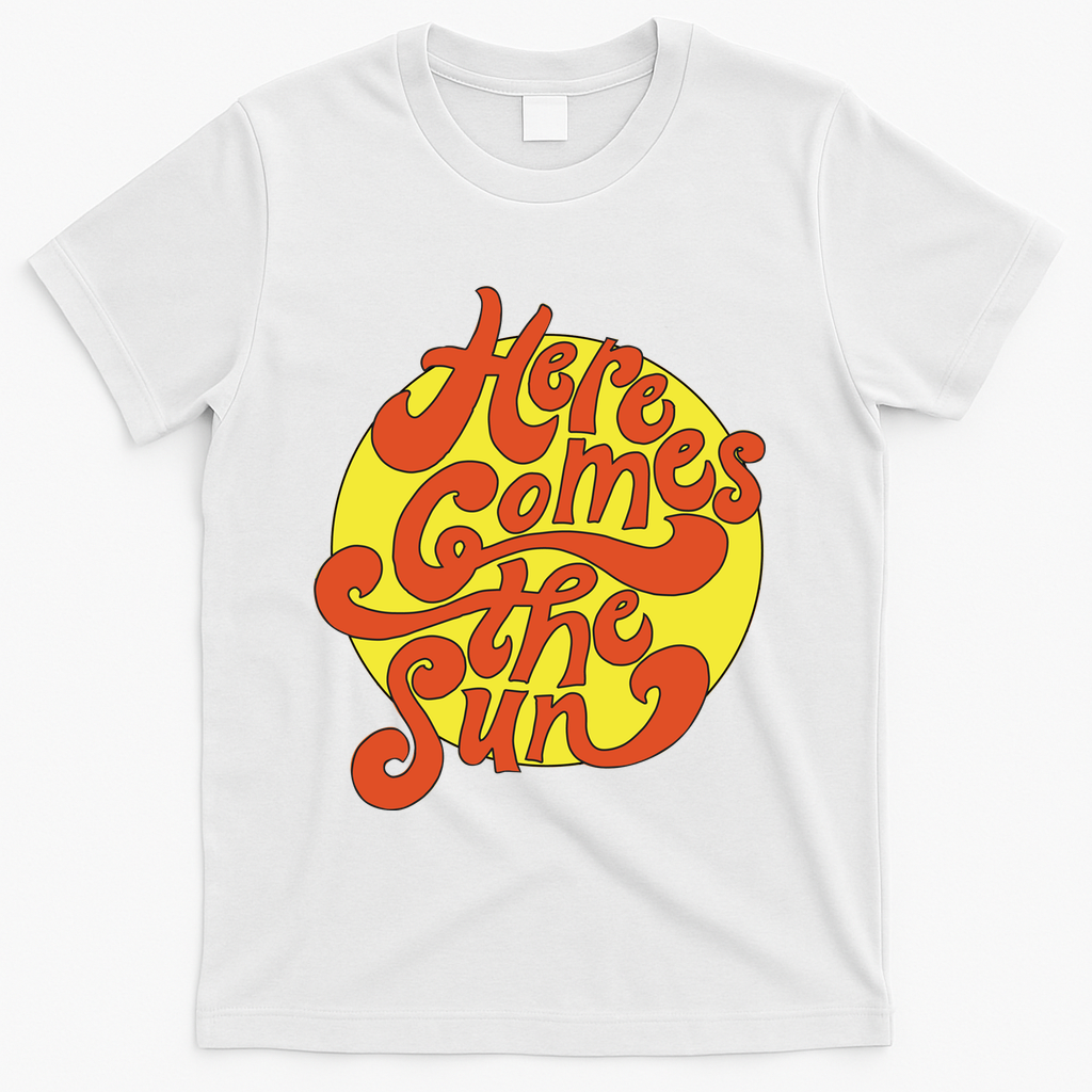 Here Comes The Sun Summer Beach Retro T-Shirt - White